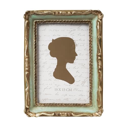 AELS 4x6 Inch Vintage Picture Frame, Elegant Antique Photo Frames with Glass Front, Photo Display, Tabletop Wall Hanging, Gift Ideas,Gold and Green