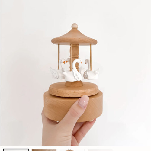 Heirloom Wooden Musical Carousel - Swan