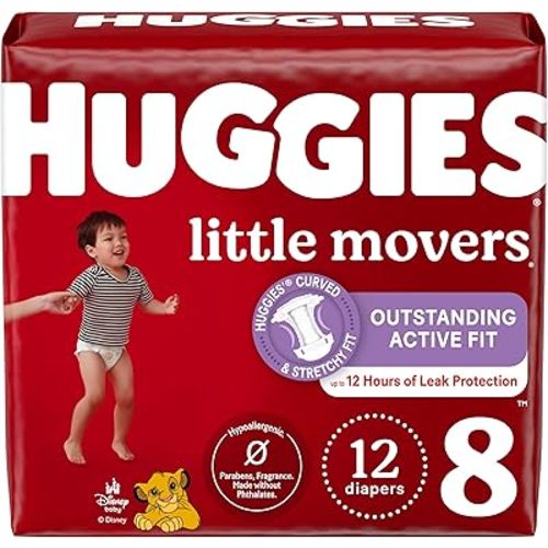 Huggies Size 4 Diapers, Little Movers Baby Diapers, Size 4 (22-37 lbs), 150 Count, Packaging May Vary