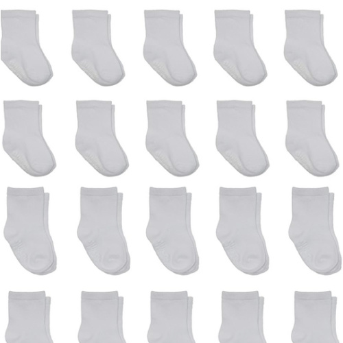 Little Me 20-Pack Newborn Baby Infant & Toddler Unisex Socks, 0-12/12-24 Months, Assorted Size Pack, White