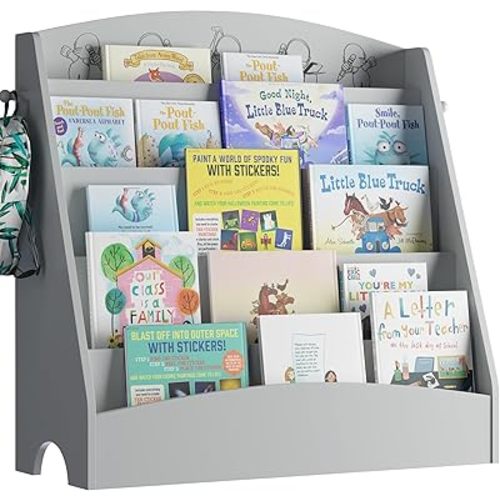 NACHES 5-Tier Kids Bookshelf Toddler Montessori Book Rack Display Shelf