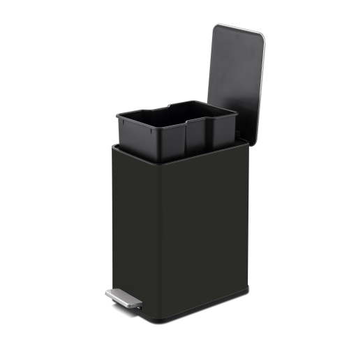 Qualiazero 2.6 gal Stainless Steel Step On Bathroom Trash Can, Black