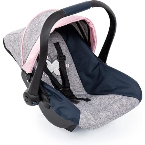 Bayer Design Dolls: Car Seat - Grey, Blue, Pink Butterfly - Fits Dolls Up to 18' Kids Pretend Play, Safety Belt, Sun Canopy, Accessory for -Plush Toys -Stuffed Animals & Dolls, Ages 3+