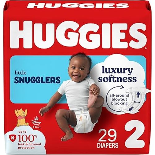 Huggies Size 2 Diapers, Little Snugglers Baby Diapers, Size 2 (12-18 lbs), 29 Count, Packaging May Vary