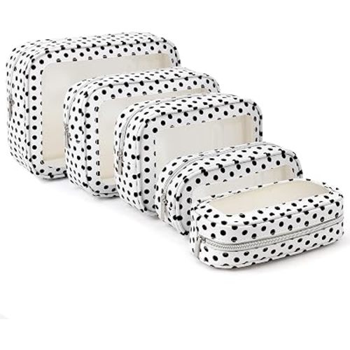 5PCS Diaper Bag Organizer Pouch Set, TSA Approved Toiletry Bag, Clear Waterproof Makeup Bag Set, Purse Organizer Pouches,Travel Organizer Bags for Women and Kids