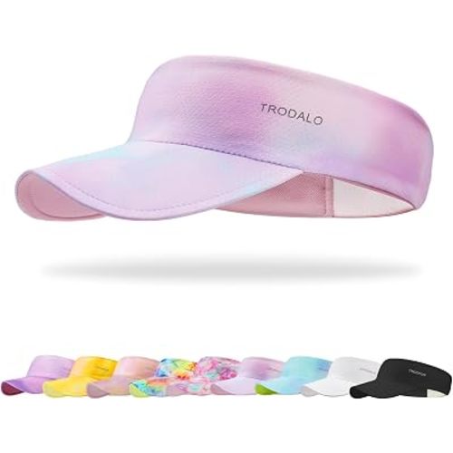 Kids Sun Visor Hats for Girls Boys, Packable Cooling Stretchy Visor | Lightweight UPF50+ quick-dry visor hat for kids, colorful kids sun hat, for running, tennis, golf, beach and outdoor sports