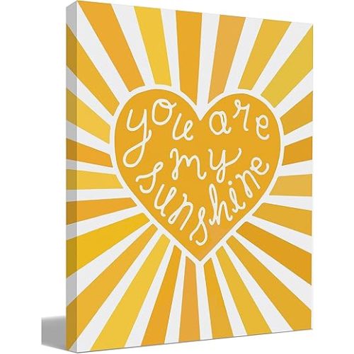 You Are My Sunshine Wall Decor - Summer Yellow Canvas Wall Art Prints for Home, Girls, Kids Room, Nursery - Boho Sun Themed Paintings Art Decor, 11x14 Inches, Gifts