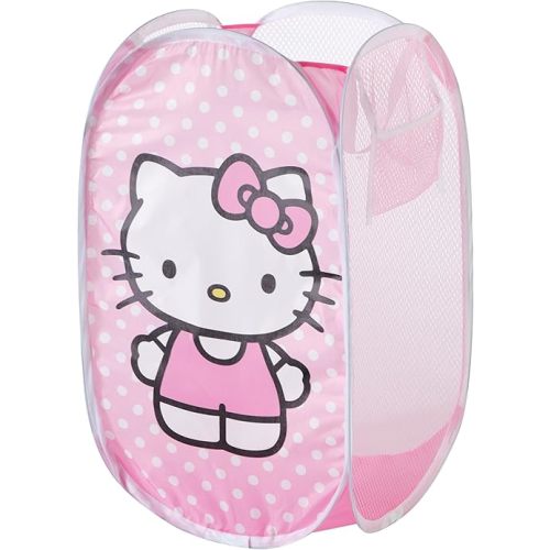 Sanrio Hello Kitty Pop-Up Hamper,Collapsible Laundry Basket with Durable Handles,Lightweight Storage Bin for Kids' Bedroom, Nursery, or Playroom,Pink