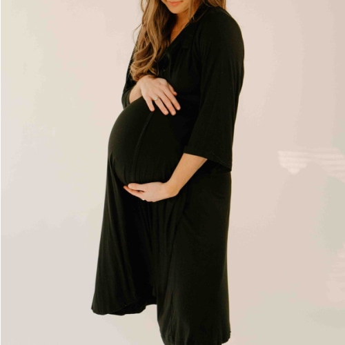 Lila Labor & Postpartum Gown in Black