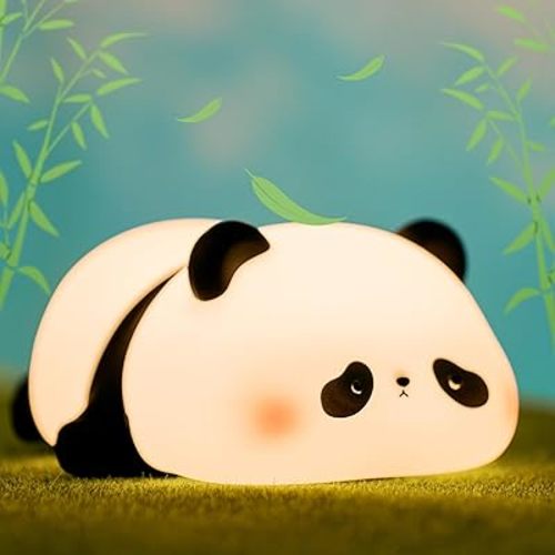 Panda Night Light, Cute Animal Squishy Silicone Touch Lamp, Rechargeable Dim Timer LED Nightlight, Nursery Toddler Feeding Room Bedside Decor, Best Birthday Gifts for Baby Girls Boys Women