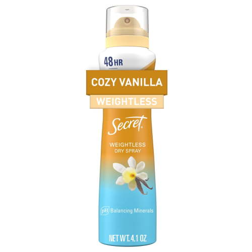 Secret Dry Spray Antiperspirant Deodorant Vanilla and Argan Oil 4.1oz Women’s 48 Hour Protection