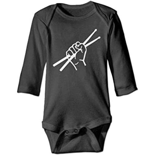 Pengshiliu Drummer Drumsticks Baby Climbing Long Sleeve Onesie 0-6 Month Black