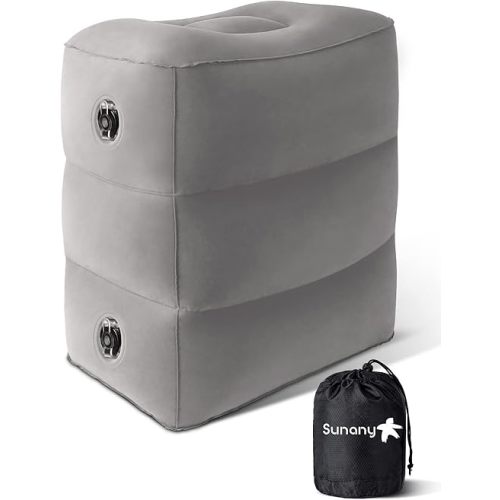 Sunany Inflatable Foot Rest Pillow for Travel, Kids/Adults Airplane Travel Pillow-Adjustable Height Cushions,for Kids to Sleep While Traveling,Suitable for Office, Home and Any Travell (1 Pack)