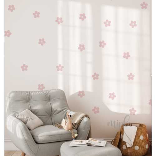 Daisy Wall Decals - Geometric Flower Wall Stickers, Nursery Decals, Boho Nursery