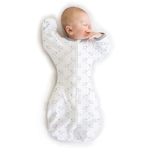 SwaddleDesigns Transitional Swaddle Sack, Arms Up Half-Length Sleeve & Mitten, Most Gradual Transition Swaddle for Newborn