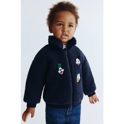 TEDDY FLEECE JACKET WITH EMBROIDERED DETAILS