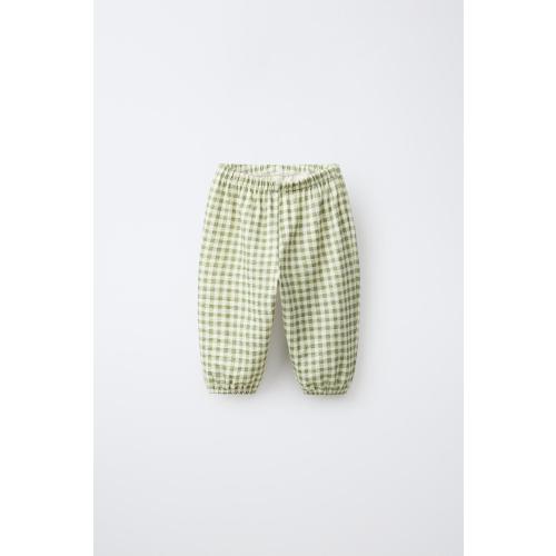PLAID BAGGY PANTS - Light green | ZARA United States