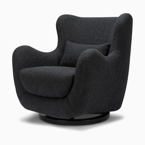 Nursery Works Solstice Swivel Glider - Black Boucle With Black Wood Base