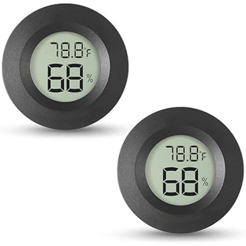 Atogou 2-Pack Mini Hygrometer & Thermometer, Indoor Outdoor Digital Humidity Meter Gauge Temperature, ℉/℃, for Home, Office, Reptile, Car, Greenhouse, Lab, Terrarium, Cellar.. A01 Black