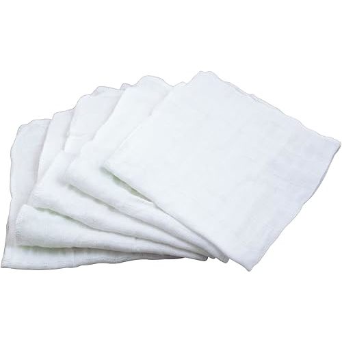 green sprouts Reusable Muslin Cloths made from Organic Cotton (5 pack) |Reusable Baby Wipes | Without Formaldehyde or Azo Dyes | Multi-purpose, Pre-Washed, Machine Washable One Size, White Set, 5 pack