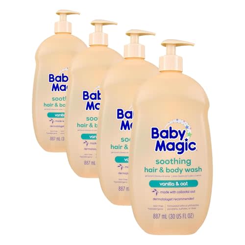 Baby Magic Soothing Hair & Body Wash, Vanilla & Oat, Tear-Free, Free of Parabens, Phthalates, Sulfates and Dyes, 30 Fl Oz (Pack of 4)