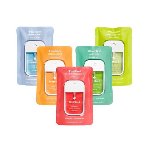 Touchland Power Mist Hydrating Hand Sanitizer Spray, FRESH 5 Set (Mint, Citrus, Lemon Lime, Aloe, Watermelon), 1 FL. OZ. Travel Size (Set of 5)