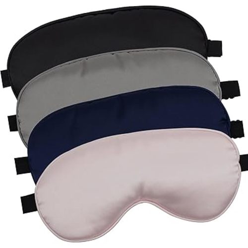LERSVICVIL Sleep Mask 4 Pack Silk Eye Cover Soft Satin Blindfold Elastic Strap Night Eyeshade Travel Nap for Women Men
