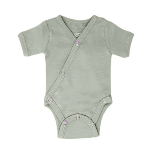 Seafoam | Organic Short-Sleeve Kimono Bodysuit – L'ovedbaby - 6-9 months