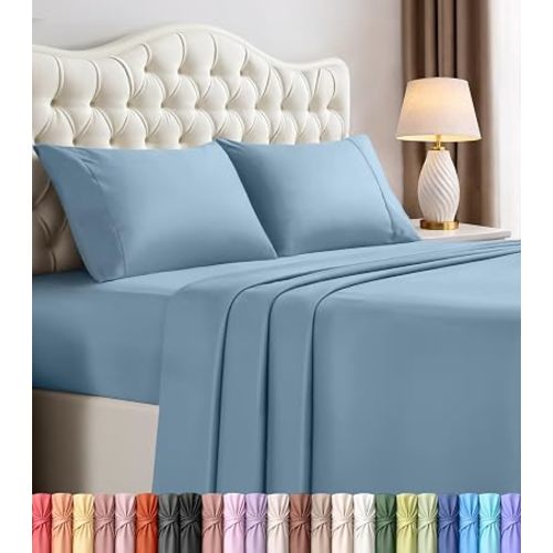 Utopia Bedding Queen Size Sheet Set – 4 Piece Bed Sheets, Soft and Breathable Microfiber, Includes 1 Fitted Sheet, 1 Flat Sheet and 2 Pillowcases – Oeko Tex (Dutch Blue)