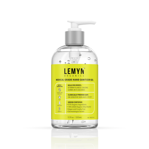 Lemyn Organics Hand Sanitizer | Green Certified & Medical Grade | 355ml - 12 Fl Oz with Pump