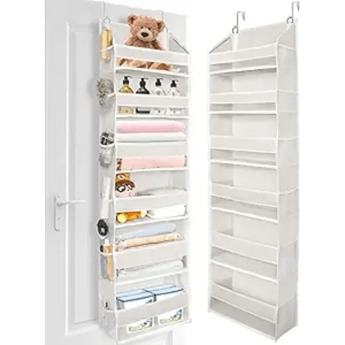 ULG Over The Door Organizer with 6 Large Pockets 12 Side Pockets, 50lbs Weight Capacity Door Hanging Organizer for Bedroom, Bathroom, Pantry, Nursery Storage, Beige