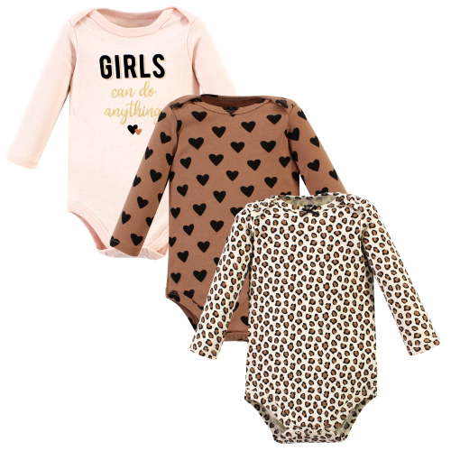 Luvable Friends Hudson Baby Long-Sleeve Bodysuits 3pk, Cinnamon Love, 9-12M