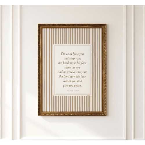 Christian Nursery Wall Art, Numbers 6:24-26 Scripture Print, Neutral Bible Verse Decor, Baby Blessing Gift, Beige Nursery