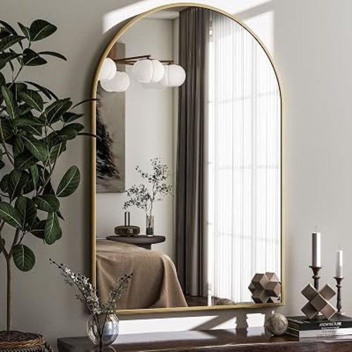 HARRITPURE Arched Wall Mirror 26"x38" Gold Arch Bathroom Vanity Mirror