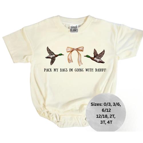 Infant, Toddler, Onesie, Hunting, Baggy Bubble Romper, Going With Daddy, Duck Hunting, Bows