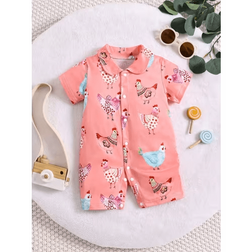baby girl summer style short sleeve snap button romper - Temu