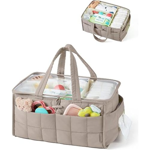 mommore Baby Diaper Caddy Organizer with Handle
Portable Nursery Storage Basket, Lightweight Diaper Organizer with Removable Dividers, Newborn Essentials, Postpartum Caddy