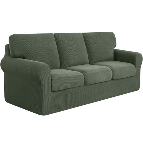 Subrtex Sofa Slipcover Sets 7 Pieces Stretch Couch Cover Backrest Cushion Covers (Sofa, Olive Drab)