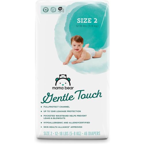 Amazon Brand - Mama Bear Gentle Touch Baby Diapers, Formulated without Fragrance, Size 4, 148 Count (4 packs of 37), with Skin Protection and Leak Protection