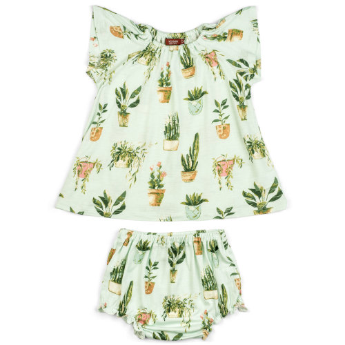 Potted Plants Bamboo Dress &amp; Bloomer Set