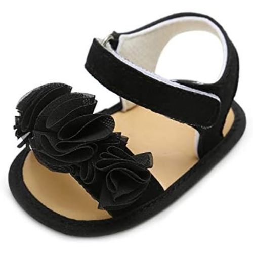 COSANKIM Infant Baby Girls Summer Sandals with Flower Soft Sole Newborn Toddler First Walker Crib Dress Shoes