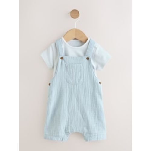 Buy Blue Stripe Woven Dungaree and Bodysuit Baby Set (0mths-2yrs) from Next USA