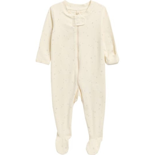 Star Print Stretch Organic Cotton Zip Footie, Newborn