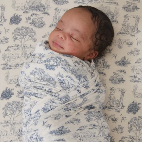Bleu Toile Swaddle + Hat Set