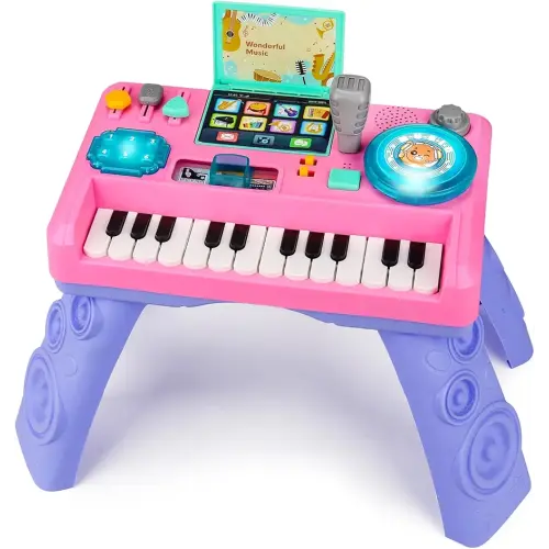 Baby DJ Table for Toddlers 1-3 with Music & Light, Musical Baby Piano Toys 6-9-12-18 Months Toddler Activity Table Music Instruments Learning Toys for 1 Year Old Girl Valentine Birthday Gifts Age 0-2