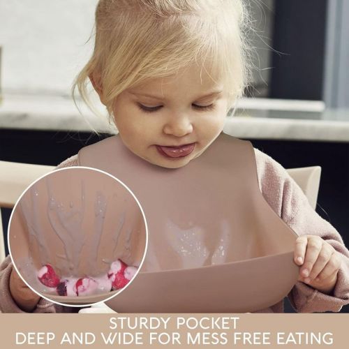 Sperric Silicone Baby Bibs - Soft Silicone Bib with Food Catcher, Waterproof Material - Adjustable Fit for Baby and Toddler (Marvelous & Slate Gray)