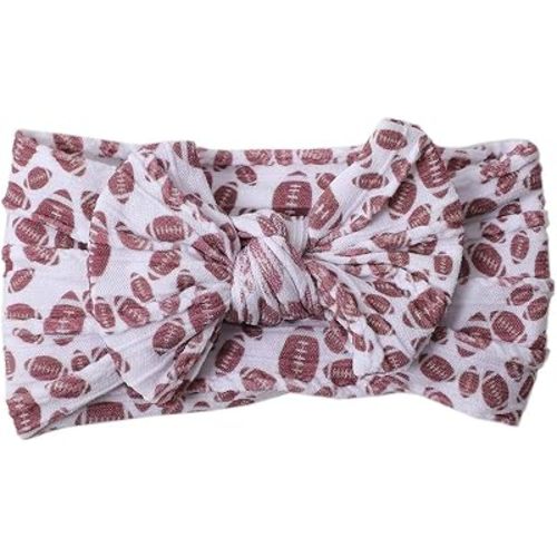Baby Baseball Headband with Bow Headwear Sport Soccer Headband Bowknot Wide Hair Band Football Hair Bow for Toddler Infant TSFD55 (Football Pattern)