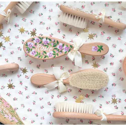 Personalised Birth Flower Hair Brush, Custom Baby Brush