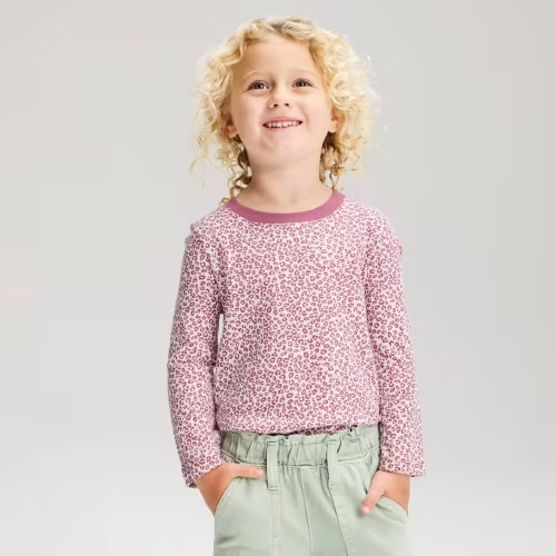 Toddler Girls' Leopard Print Long Sleeve Classic Graphic T-Shirt - Cat & Jack Mauve 18M