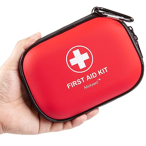 Mini First Aid Kit - 120 Piece Small Waterproof Hard Shell Medical Kit | Emergency First Aid Supplies and Survival Kit For Car, Home, Office, Travel, Camping, Sports, Outdoor, School